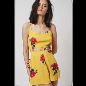 LIKE NEW Topshop Yellow Floral Jumpsuit